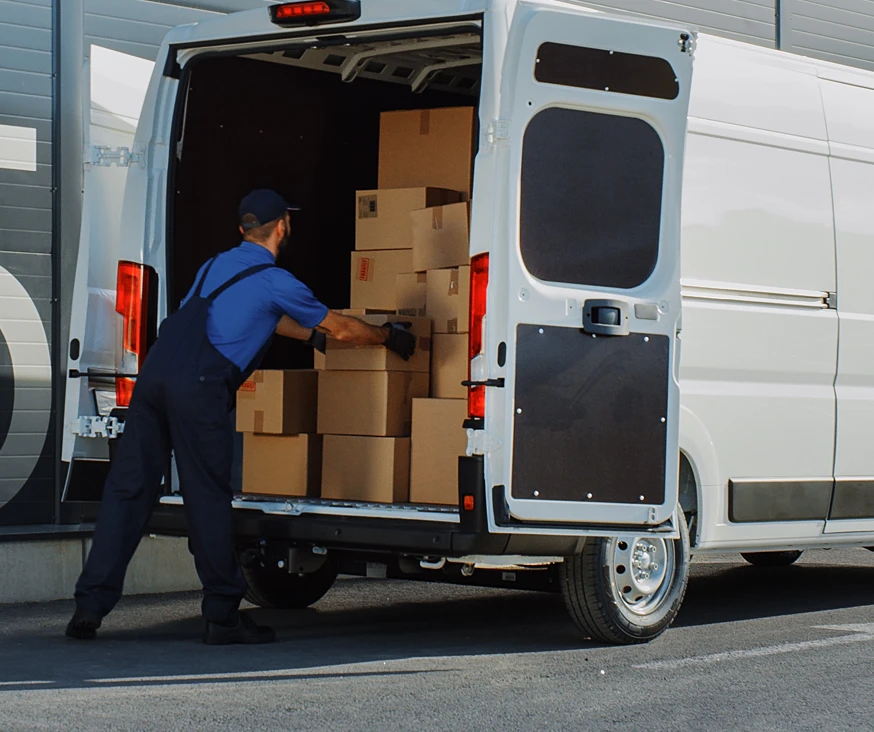 delivery driver unloading van